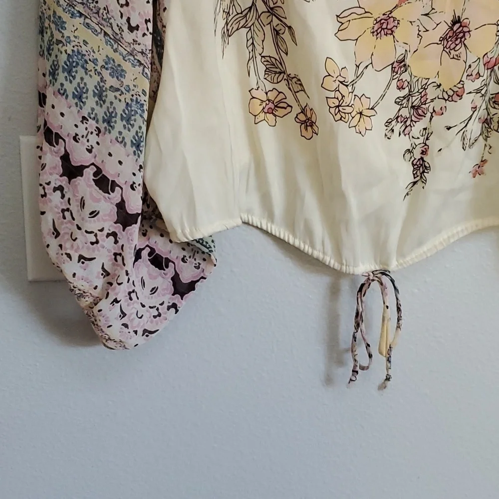 Free People Blue Nile ivory batwing tapestry shirt